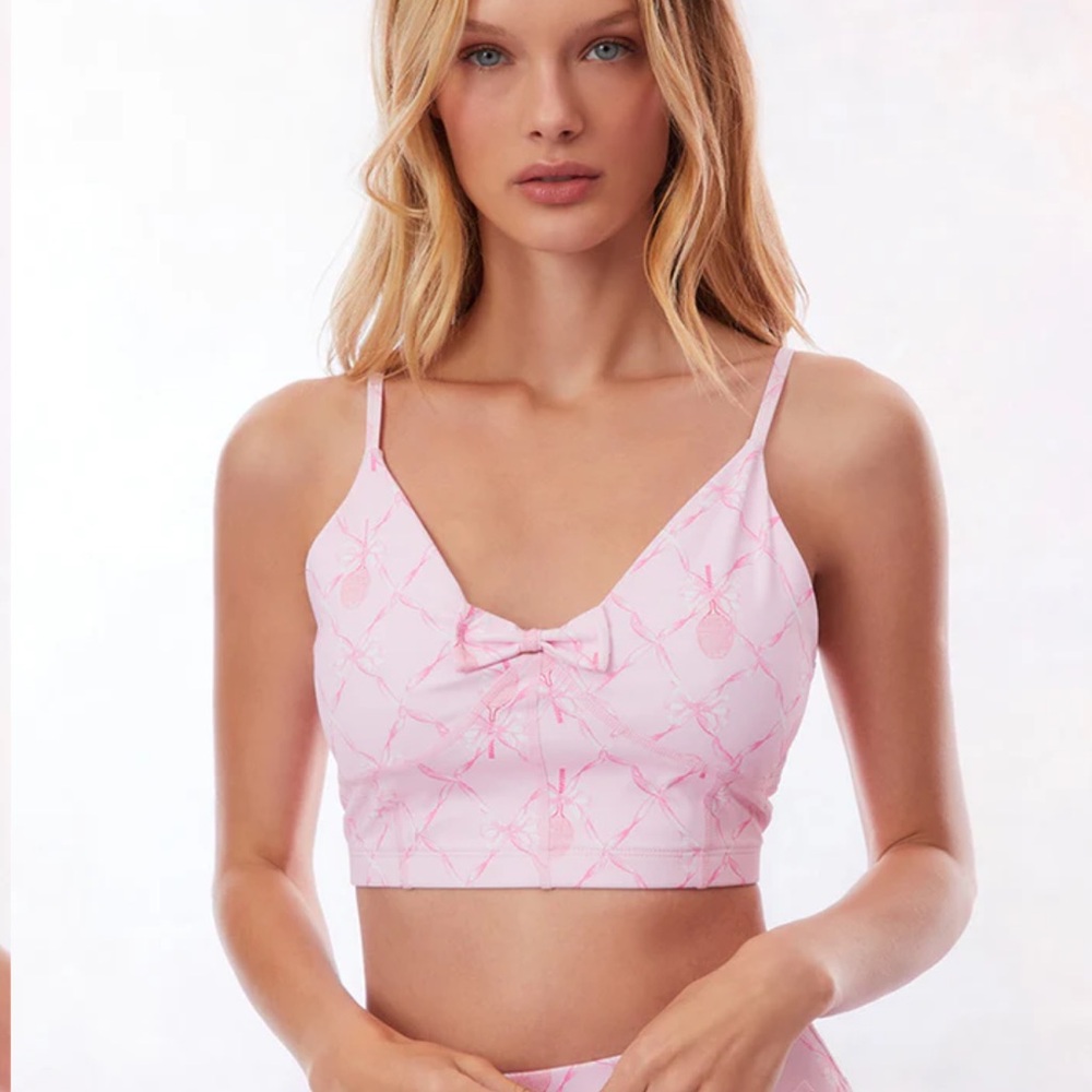 LoveShackFancy Pink Top | Small | Ridgeson Active Bra | Color:
Candy Lipstick